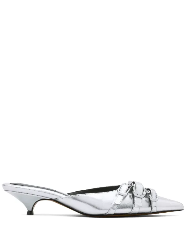 Marc Jacobs 35mm The Emma Kitten Mules Silver FARFETCH AE