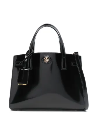 Tory Burch Small Robinson Spazzolato Tote Bag | Black | FARFETCH