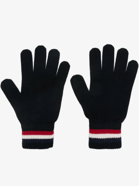 Moncler tricolour-stripe wool gloves