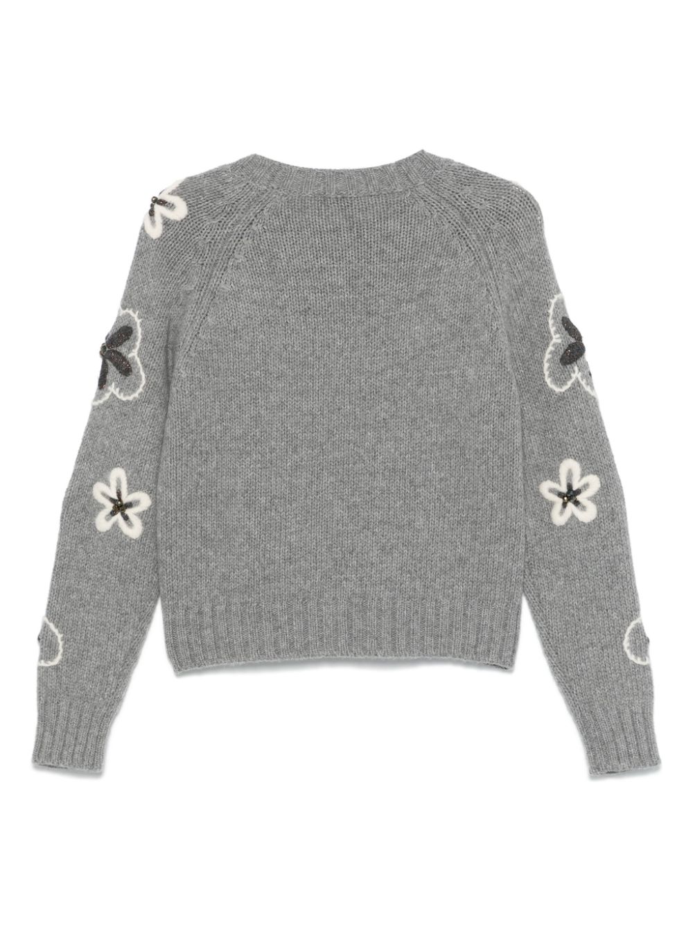 Shop Bruno Manetti Floral-embroidered Sweater In Grey