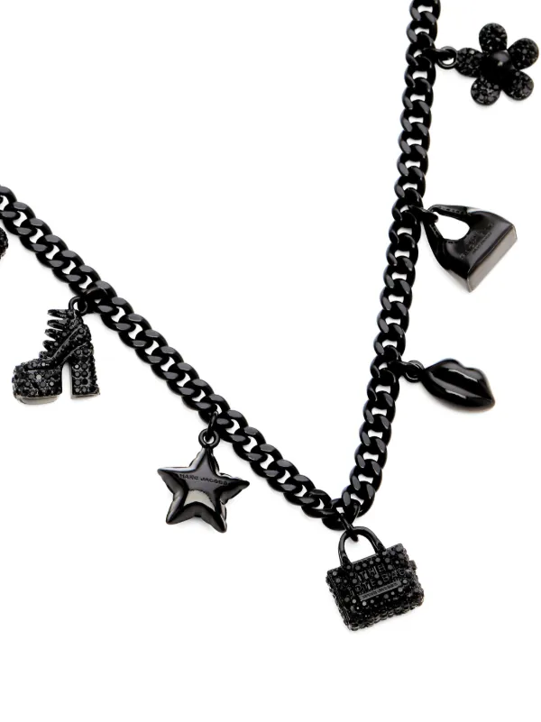Marc Jacobs ザ ミニ アイコン パヴェ チャーム ネックレス | ブラック