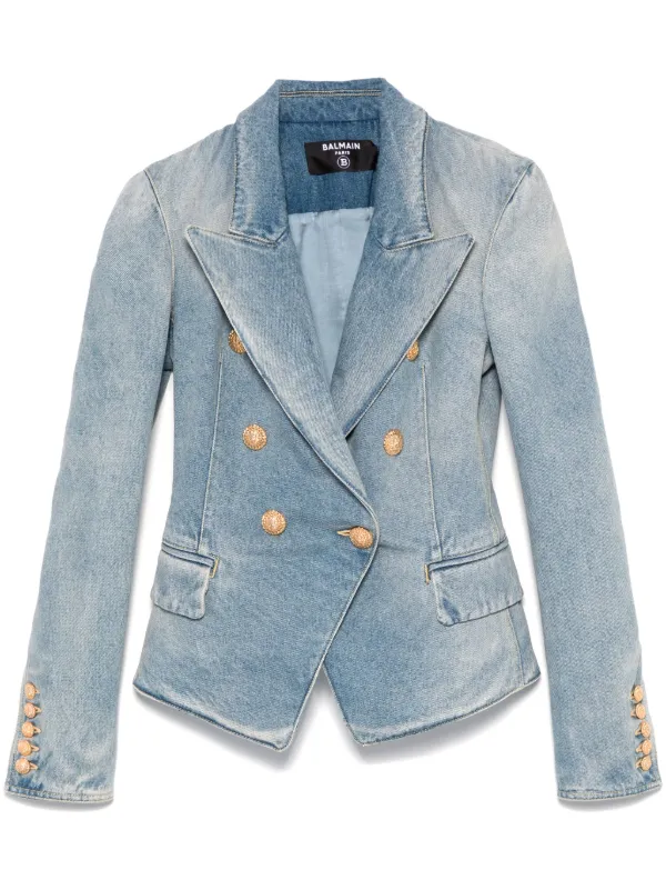 Balmain 6 Button Blazer Blue FARFETCH IE