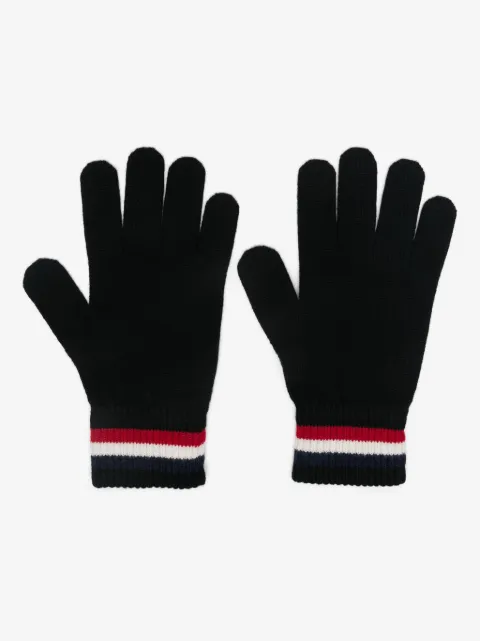 Moncler gants en laine à rayures tricolores