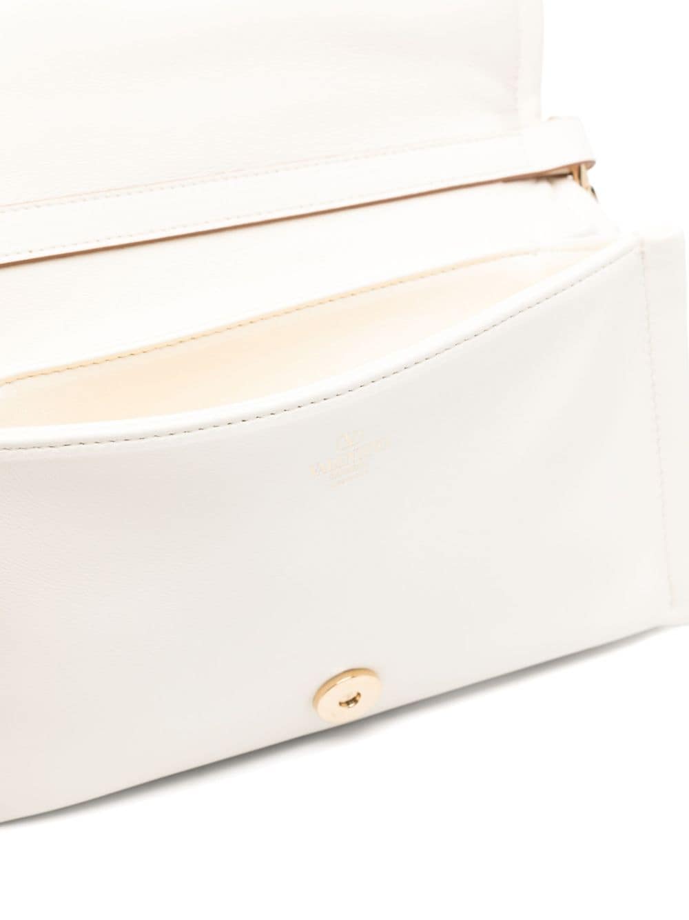 Shop Valentino Vlogo Chain Clutch Bag In White