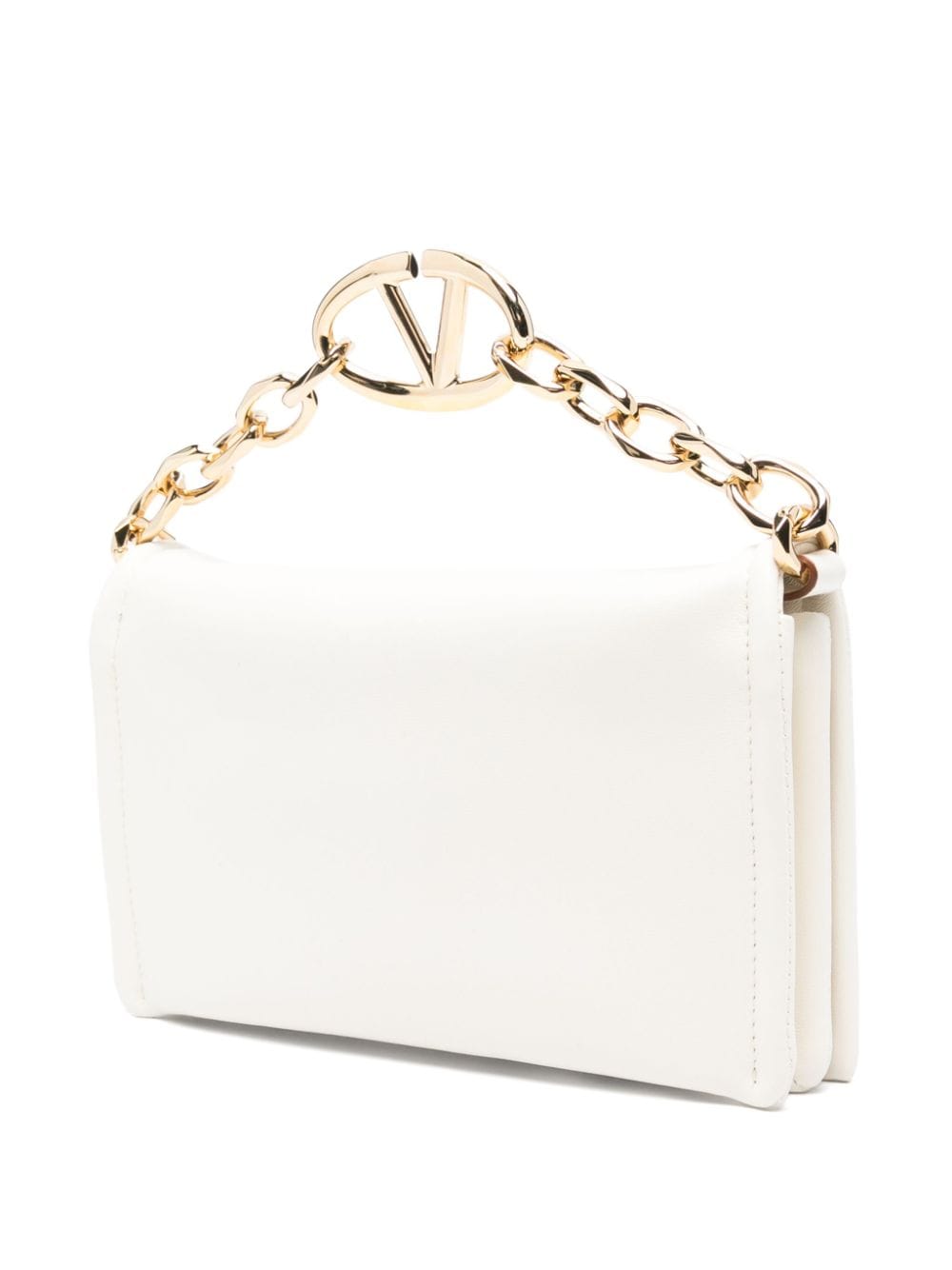 Shop Valentino Vlogo Chain Clutch Bag In White