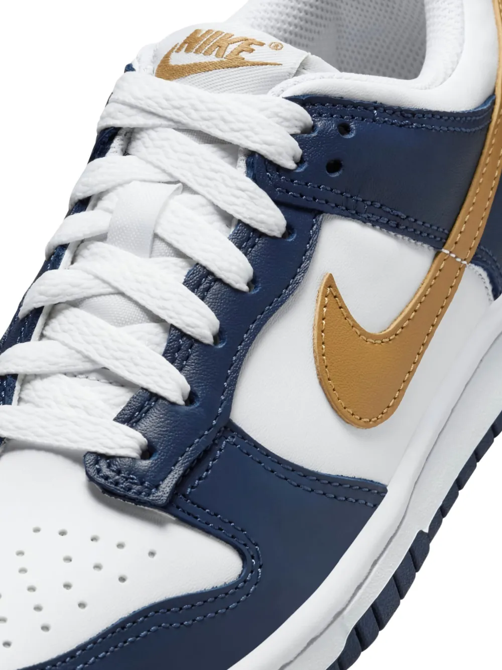 Nike Kids Dunk Low "Midnight Navy Wheat" sneakers Wit