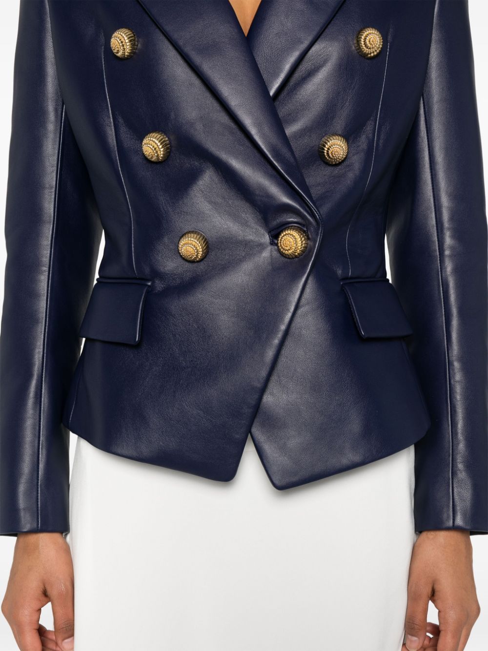 Balmain leather 6-button blazer Women