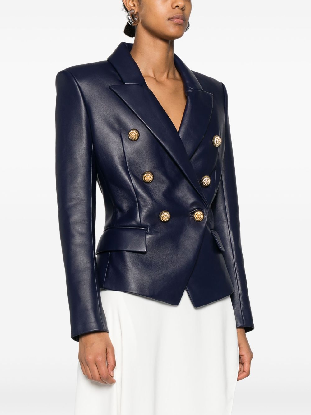 Balmain leather 6-button blazer Women