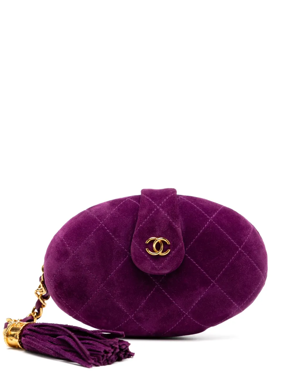 Pre-owned Chanel 1994 Tassel Minaudière Clutch In Purple
