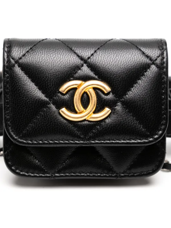 CHANEL Pre-Owned 2021 Garter Thigh Micro Flap Bag | Black | FARFETCH