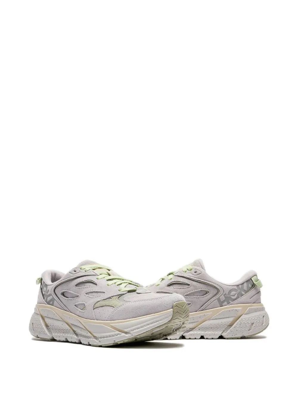 HOKA Clifton L suede "Grey" sneakers White