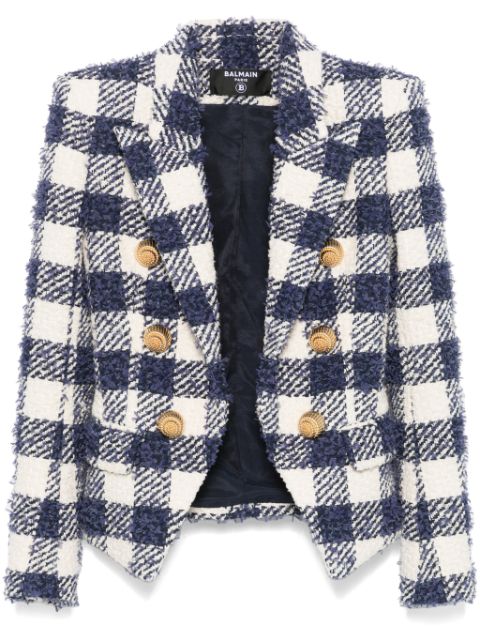 Balmain gingham-check tweed blazer Women