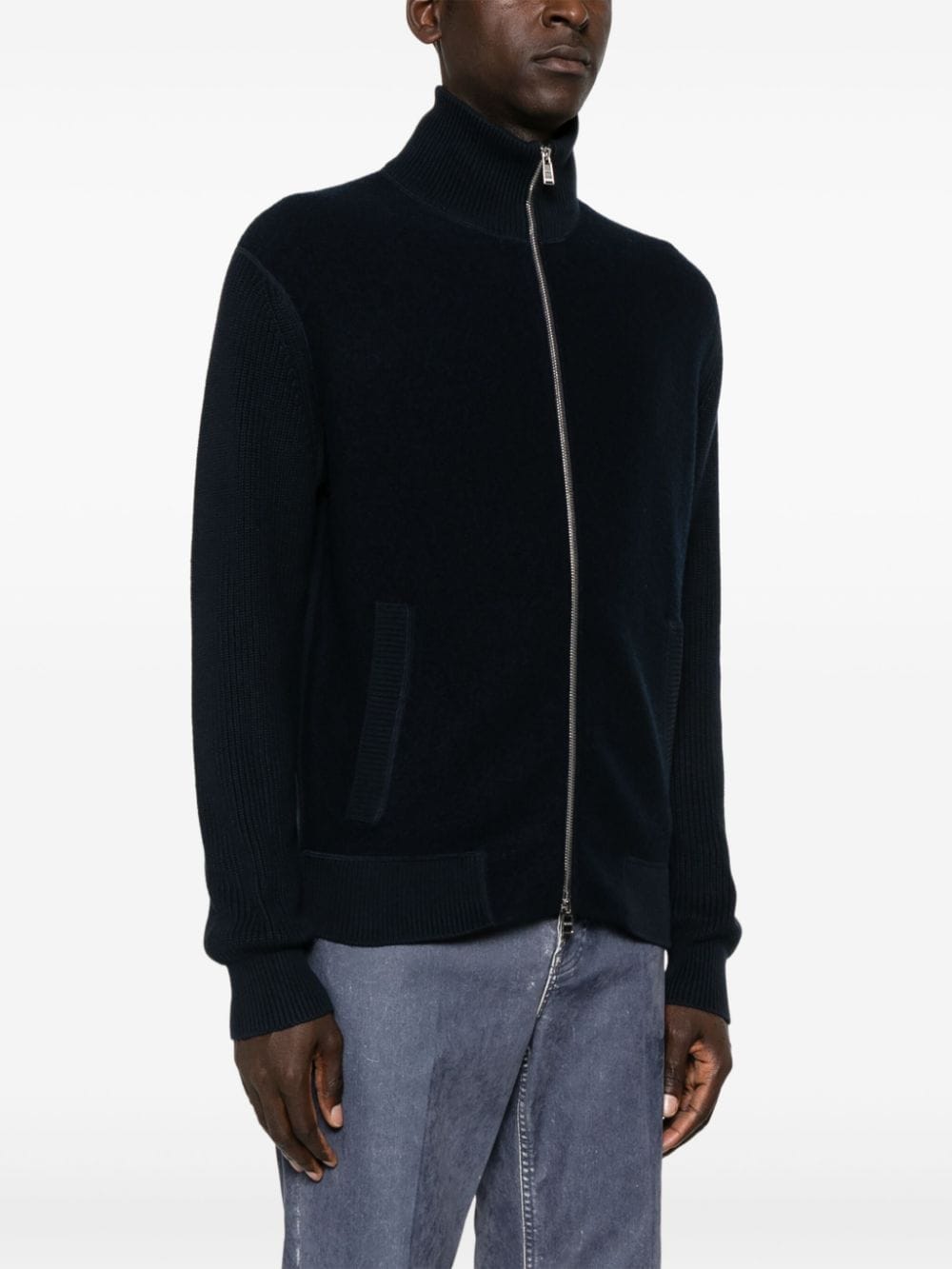 Shop Hugo Boss Cable-knit Cardigan In Blue