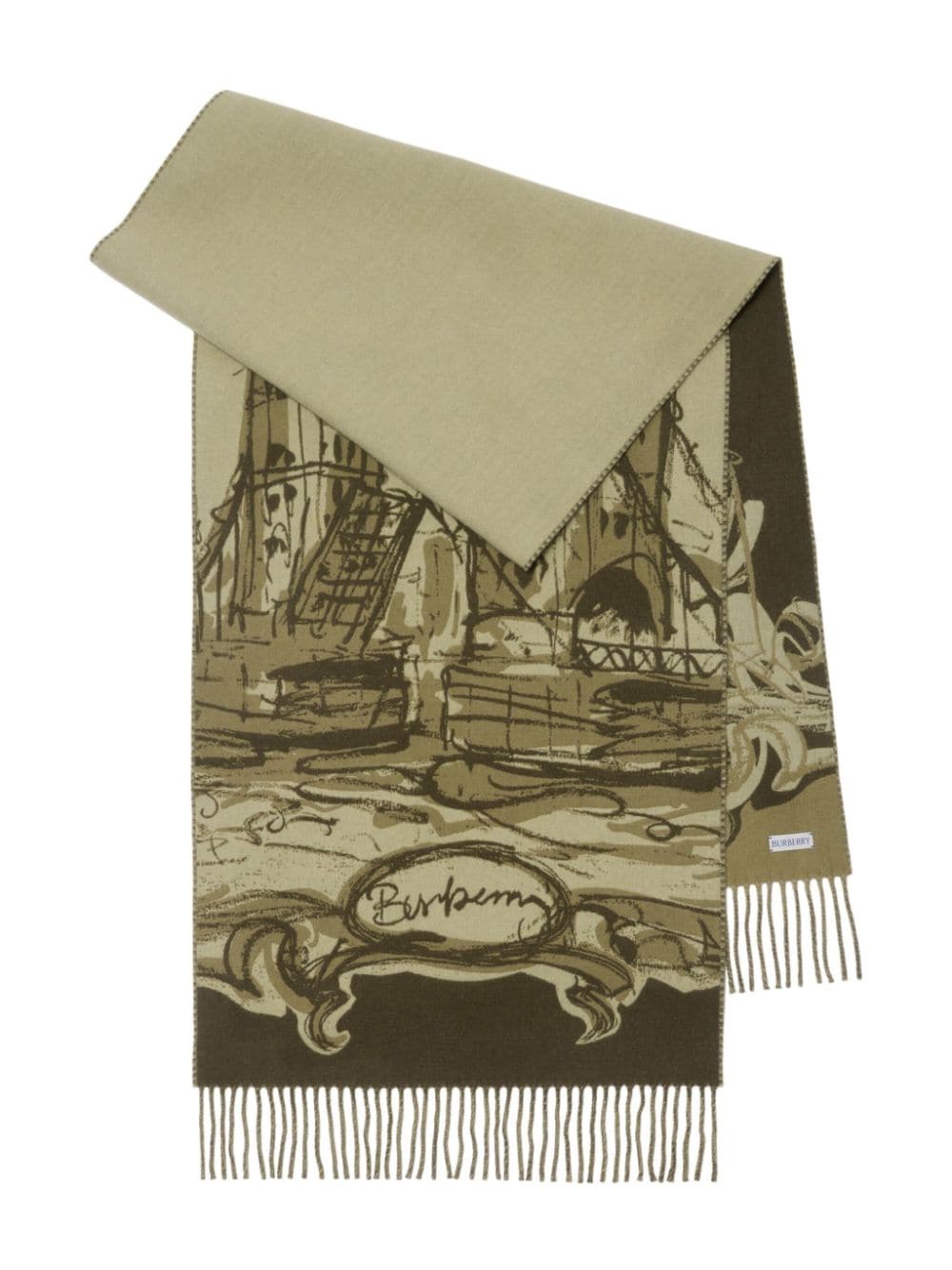 Shop Burberry Tower Bridge Cashmere Scarf In Green