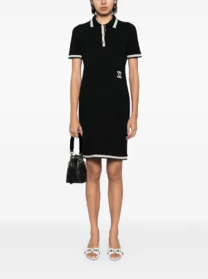 chanel dress classic Black & White Boucle Tweed Runway Chanel Vintage Classic Navy Wool