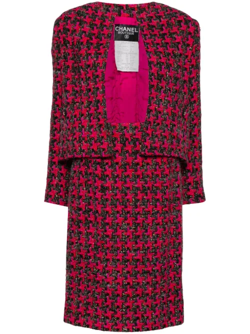 Tailleur-jupe à motif pied-de-poule (1990) - CHANEL Pre-Owned - Modalova