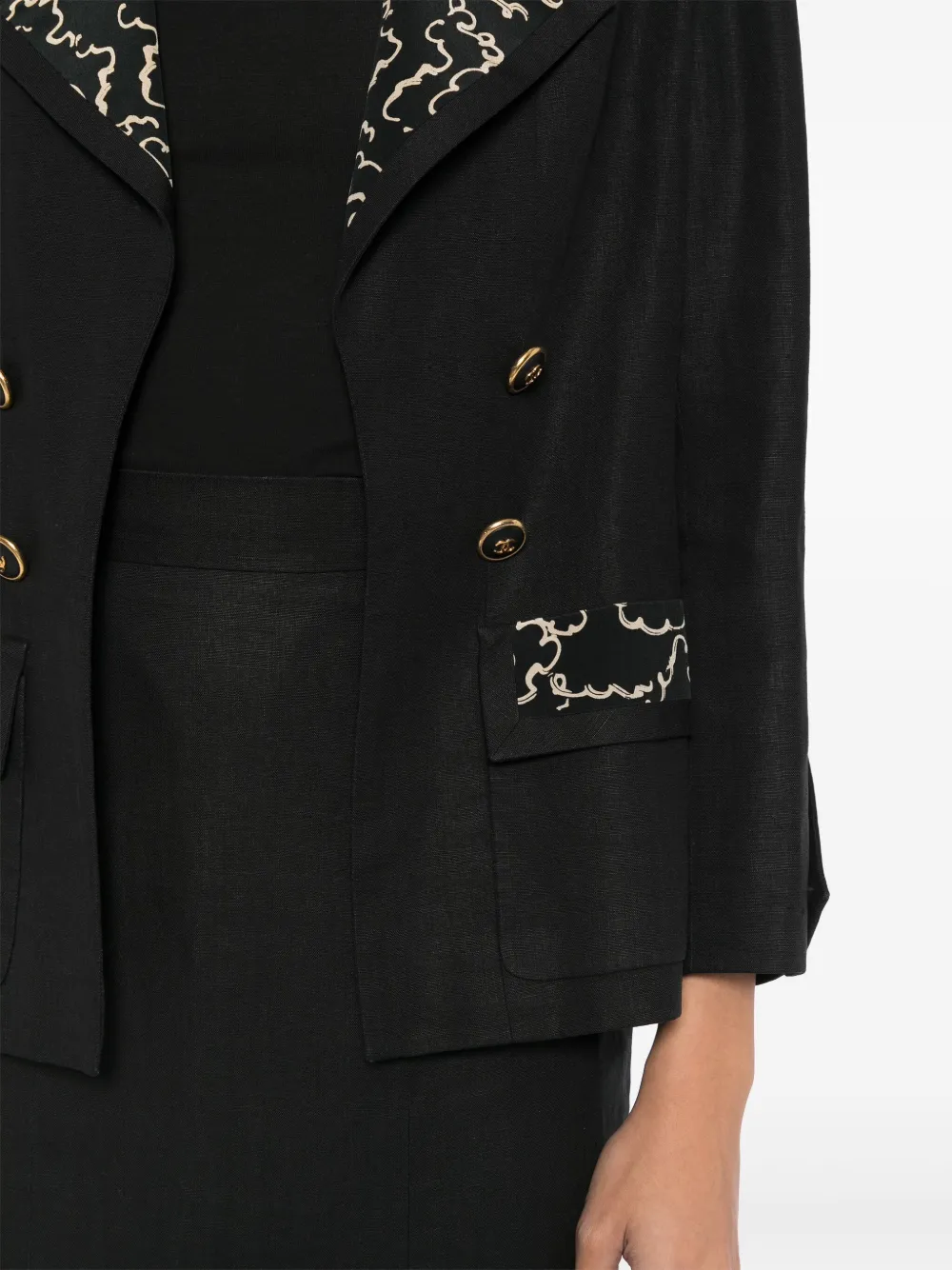 Pre-owned Chanel 1993 Setup Suit Jacket Skirt In 黑色