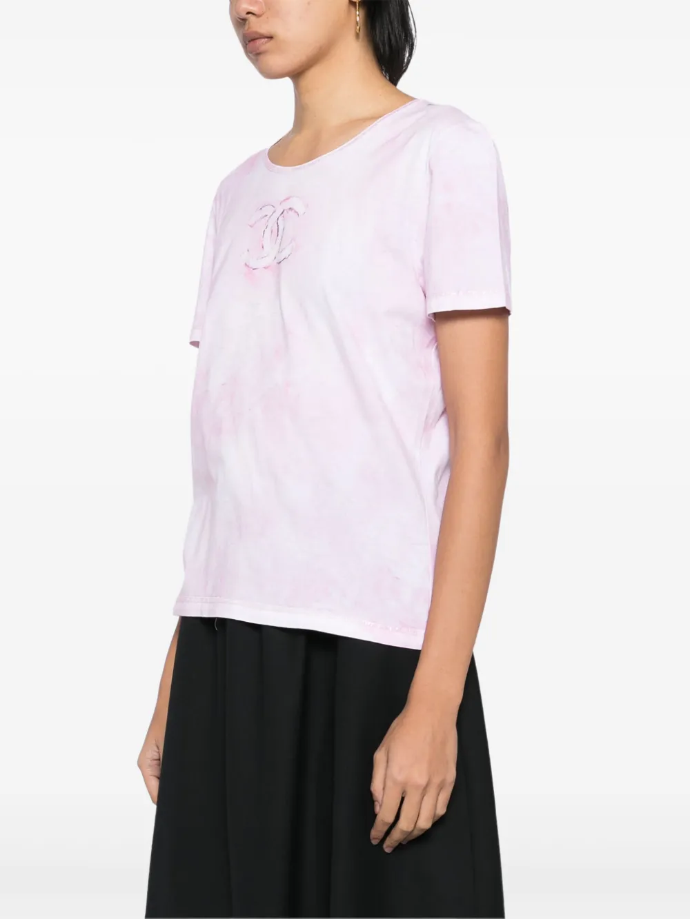 Pre-owned Chanel 2009 Brushed Detail T-shirt In 粉色