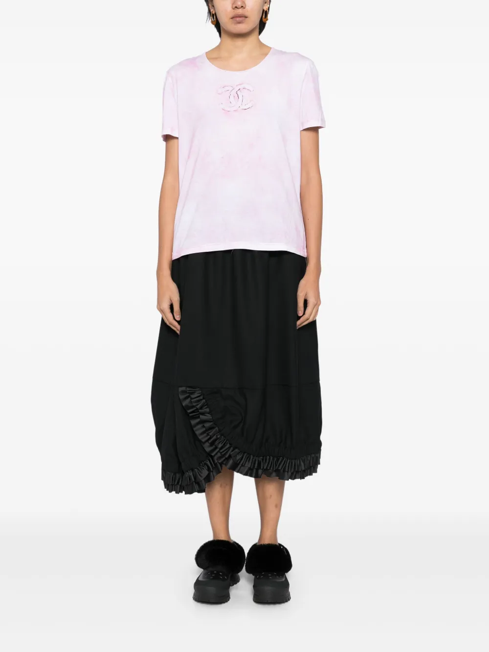 Pre-owned Chanel 2009 Brushed Detail T-shirt In 粉色