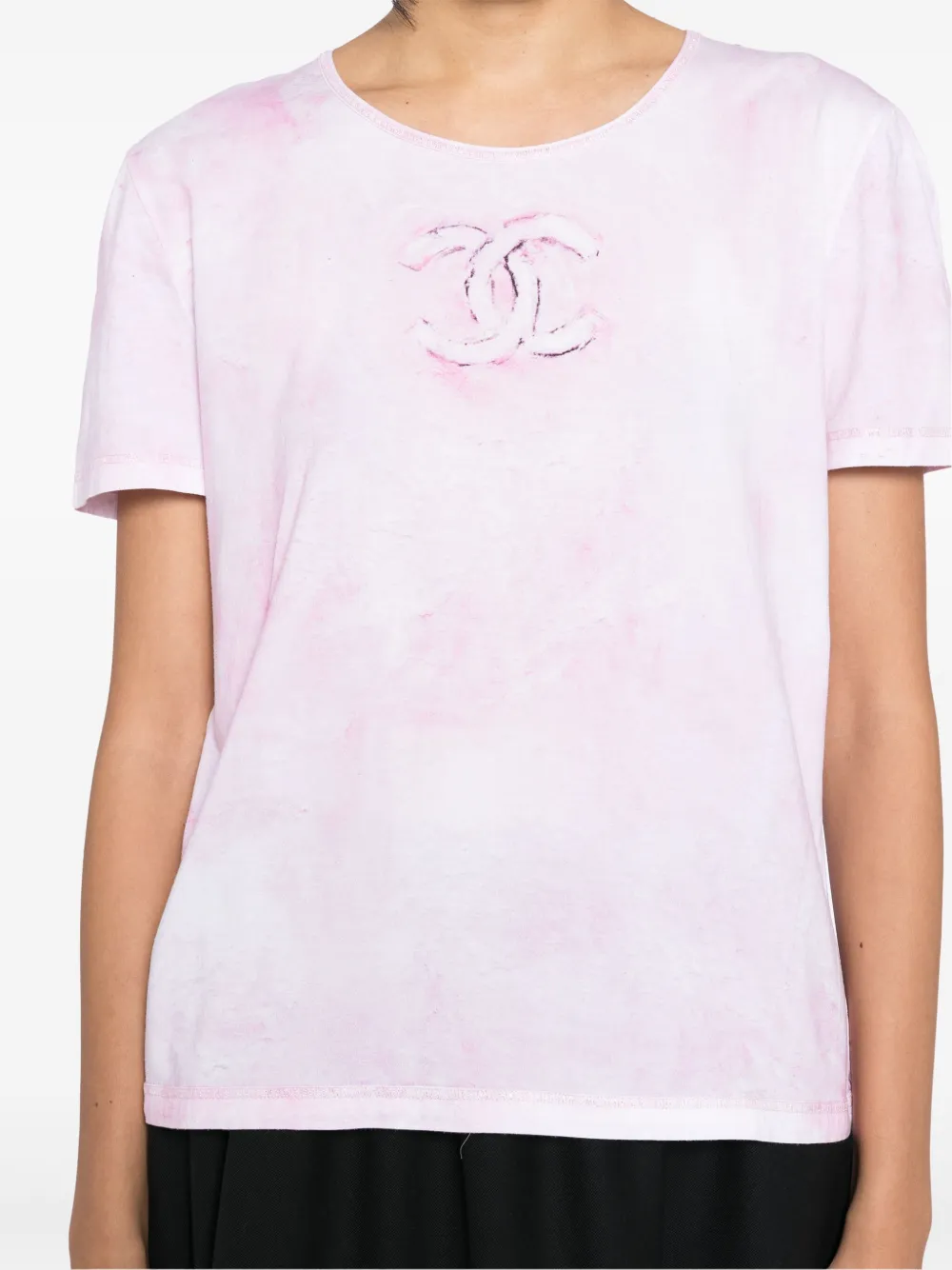 Pre-owned Chanel 2009 Brushed Detail T-shirt In 粉色