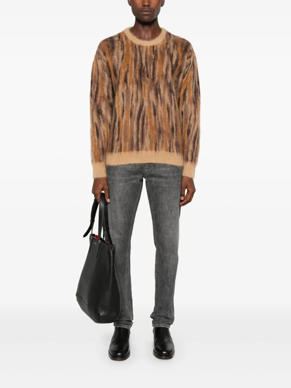 Roberto Collina animalier-jacquard sweater - Bruin