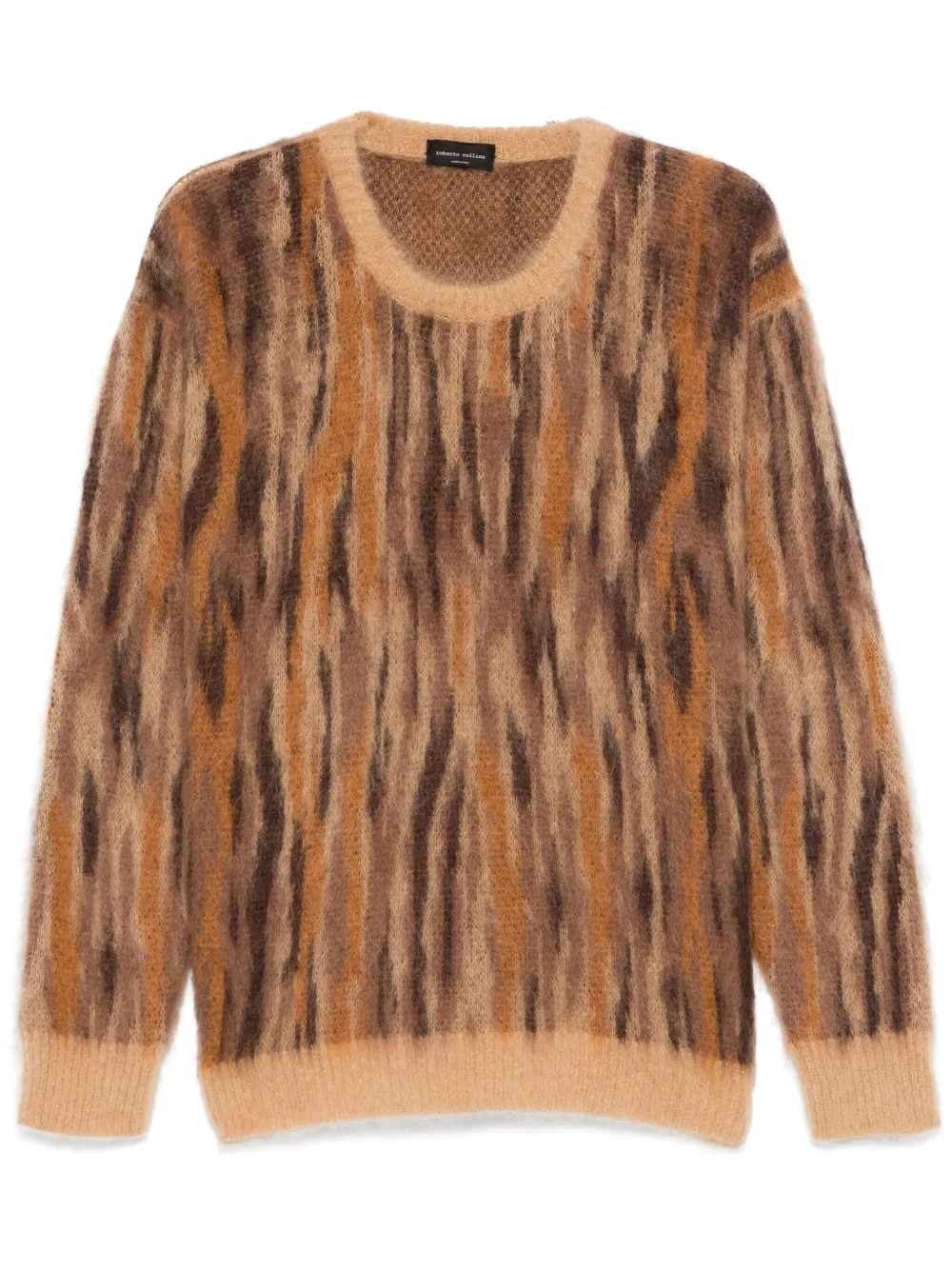 Roberto Collina Trui met animalier-jacquard Bruin