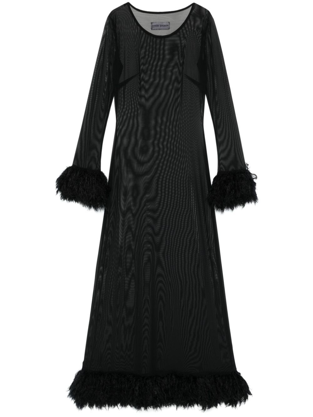 Shop Marine Serre Semi-sheer Maxi Dress In Bk99 Black