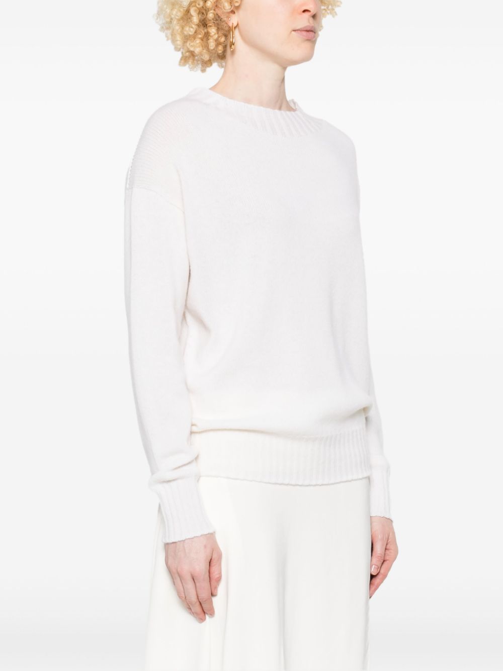 Shop Drumohr Crew-neck Cashmere Sweater In White