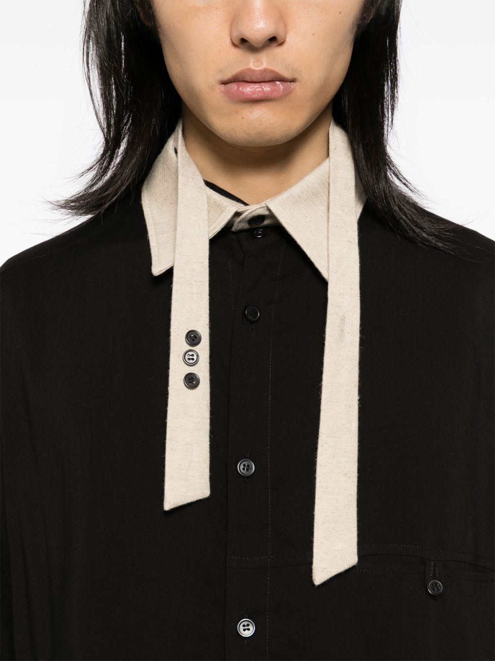 Shop Yohji Yamamoto Long-sleeved Shirt In Black