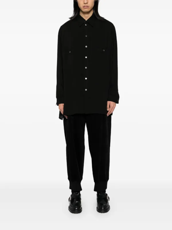 Yohji Yamamoto ベルベット テーパードパンツ | ブラック | FARFETCH JP