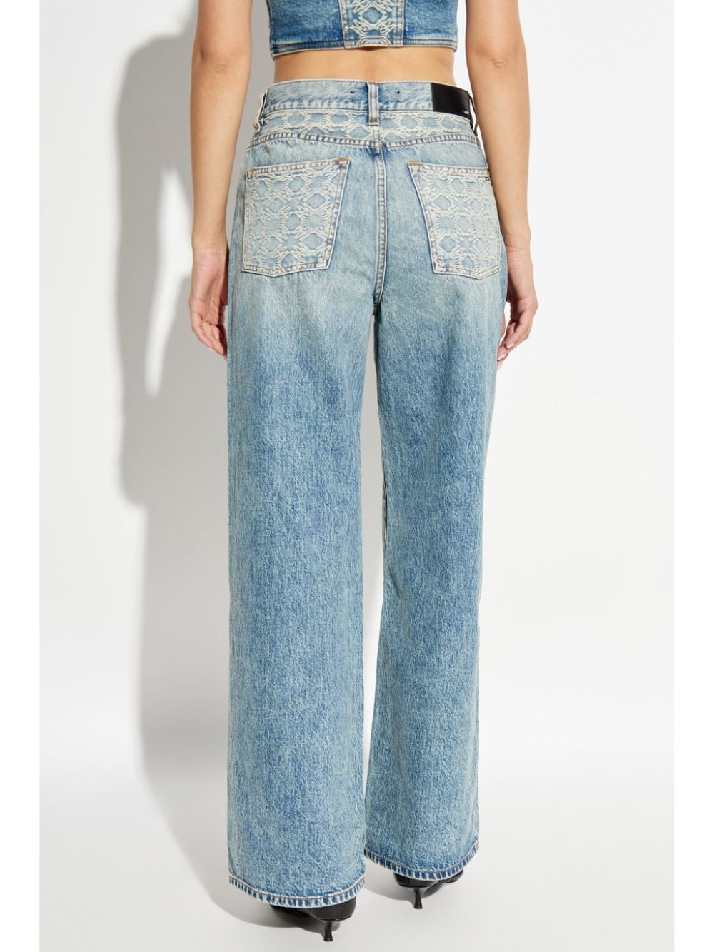 Shop Amiri Wide-leg Jeans In 蓝色