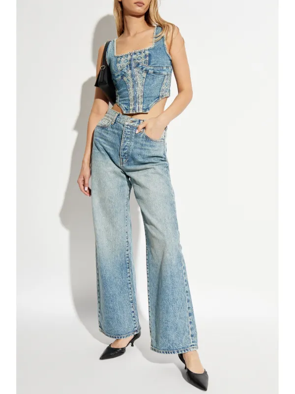 デニム・ジーパン AMIRI Women Denim Pants AWDNGG1005 CLASSICMID BLUE AMIRI wide-leg Jeans | Blue | FARFETCH