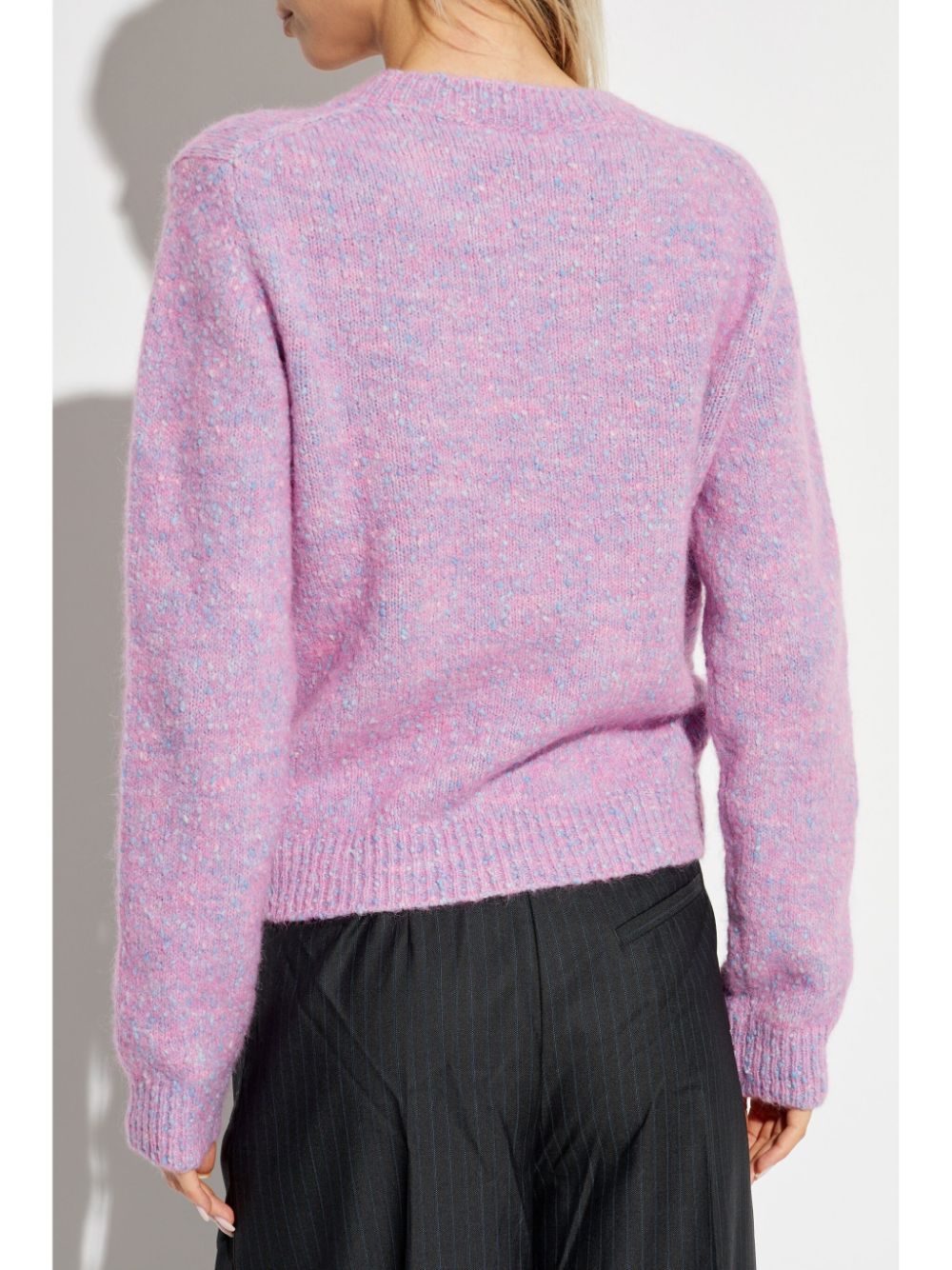 Shop Ganni Mélange Effect Jumper In Pink