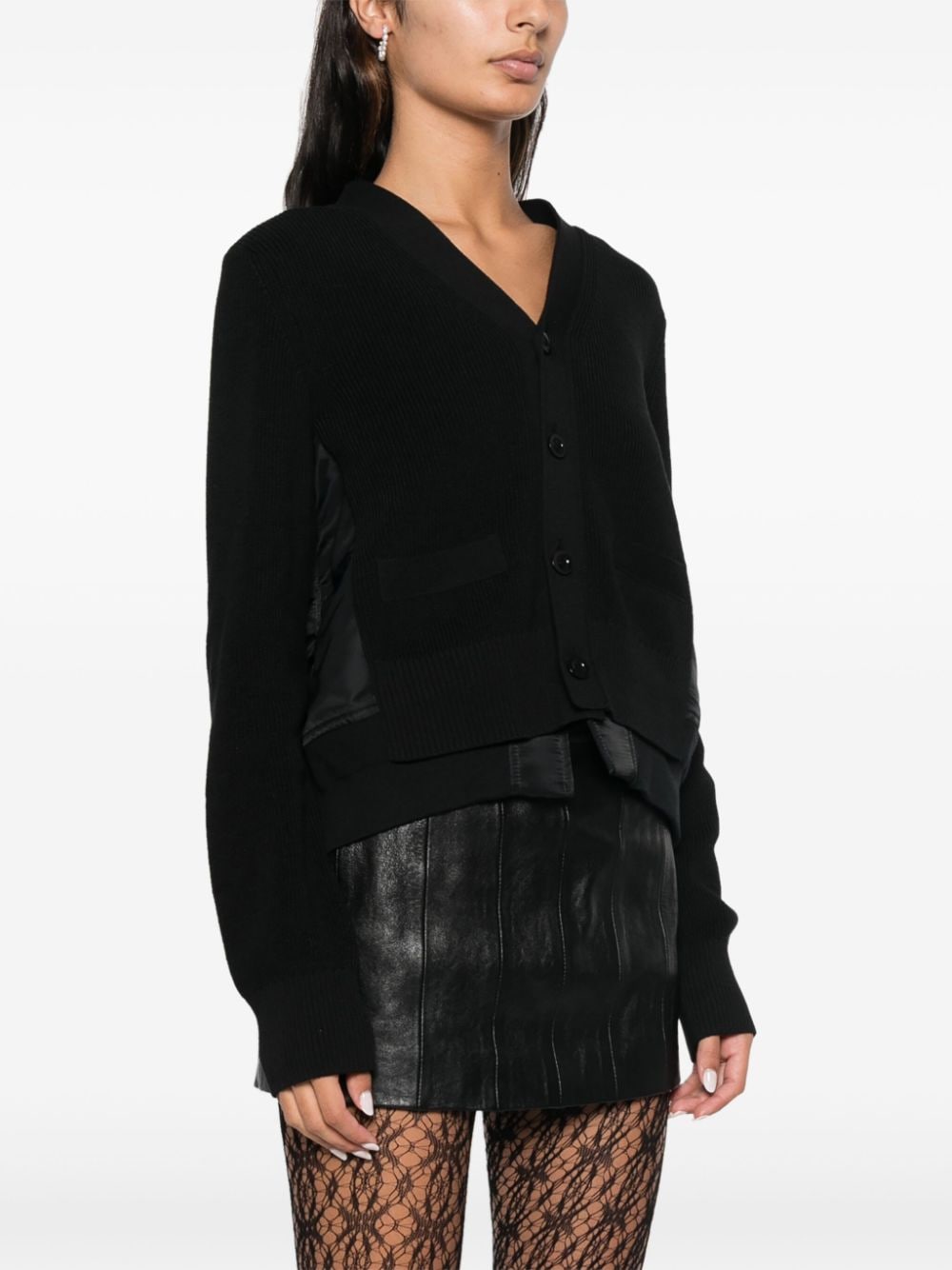 Shop Sacai Paneled Cardigan In Black