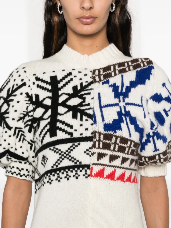 Sacai jacquard-pattern Sweater | White | FARFETCH BE