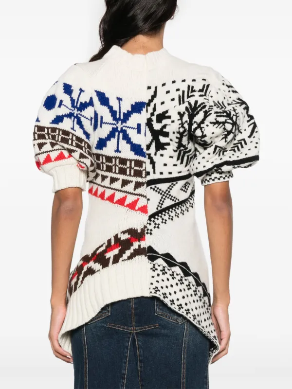 Sacai jacquard-pattern Sweater | White | FARFETCH BE
