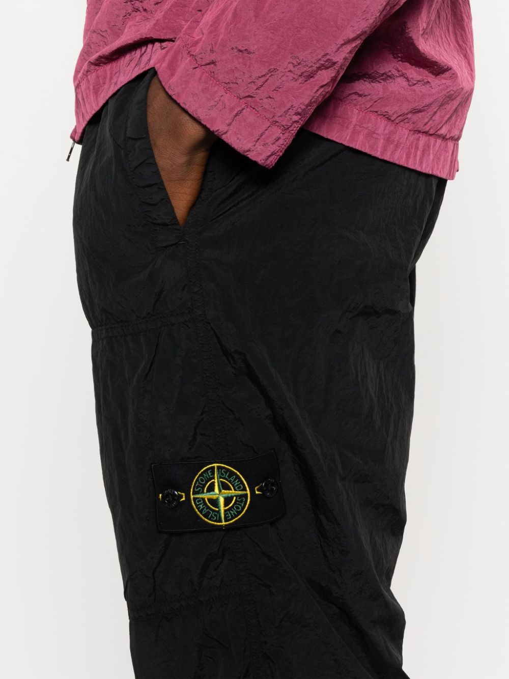 Shop Stone Island Compass-badge Trousers In Black