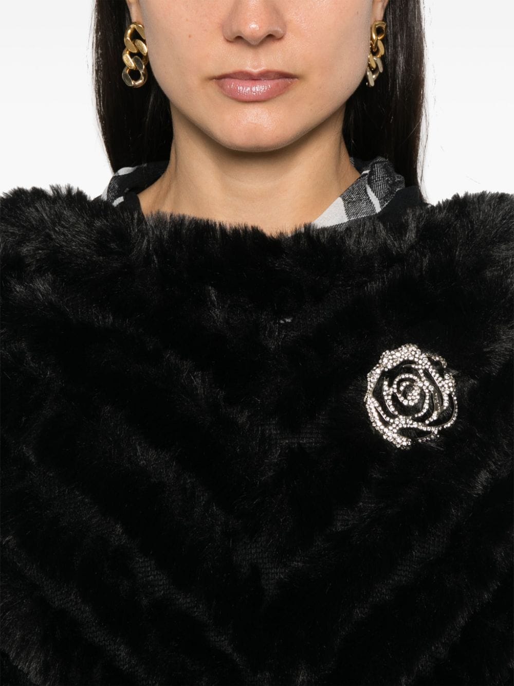 Shop Blugirl Faux-fur Poncho In Black