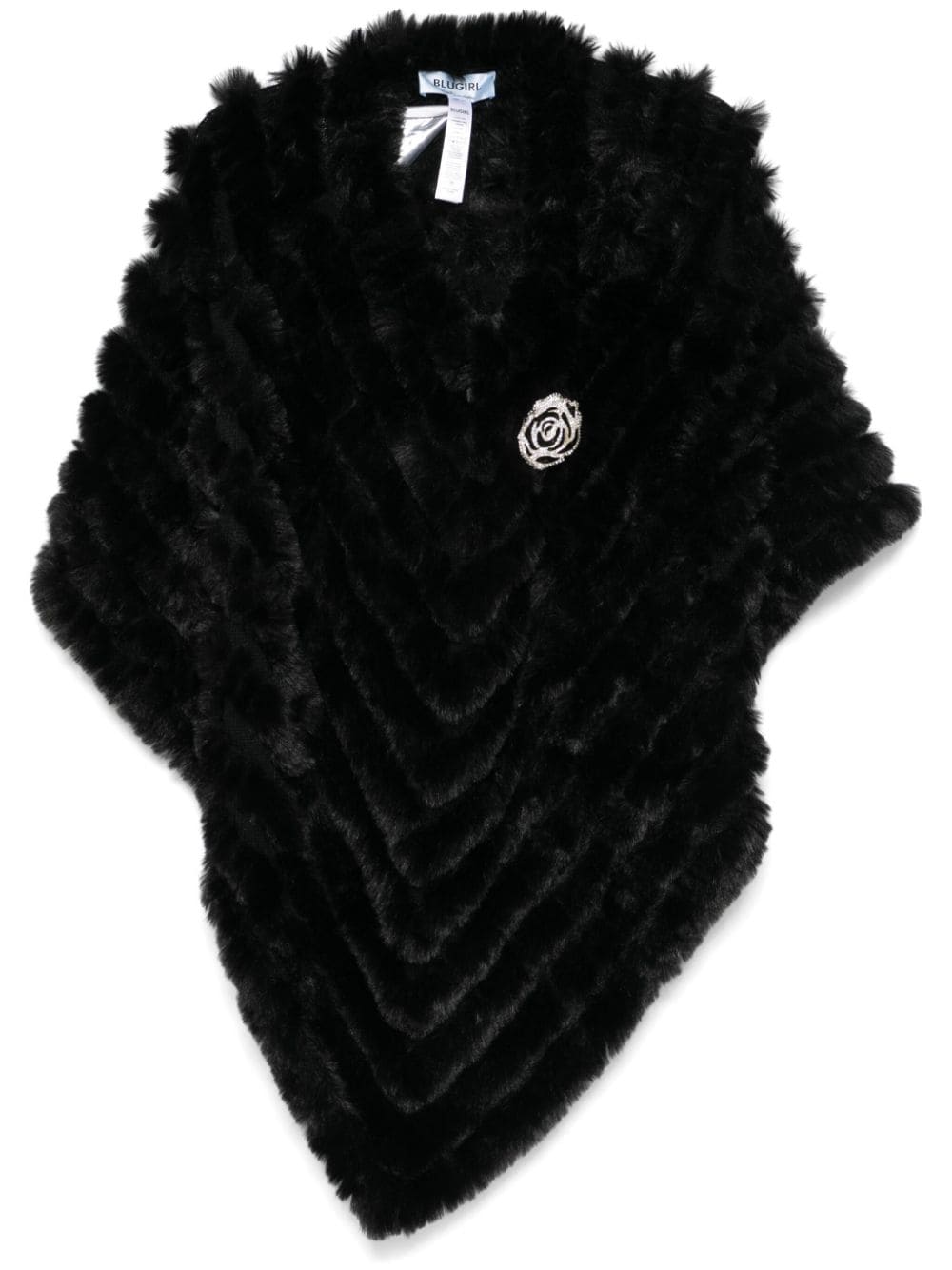 Shop Blugirl Faux-fur Poncho In Black