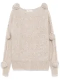 Blumarine floral-appliqué sweater - Neutrals