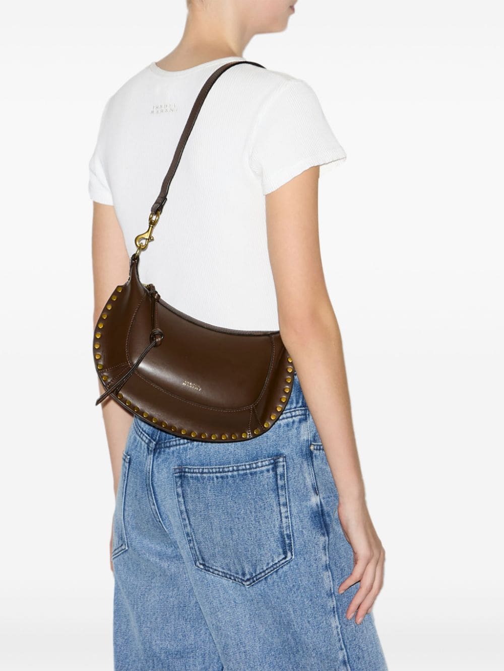 Shop Isabel Marant Oskan Moon Shoulder Bag In Brown