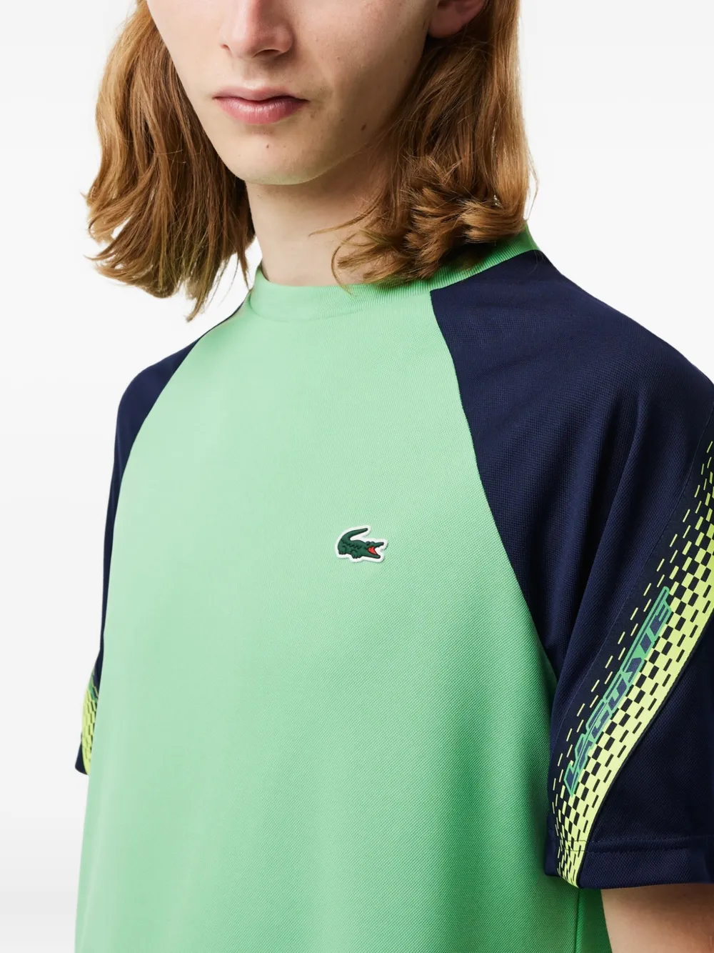 Lacoste raglan-sleeve graphic-print T-shirt Groen