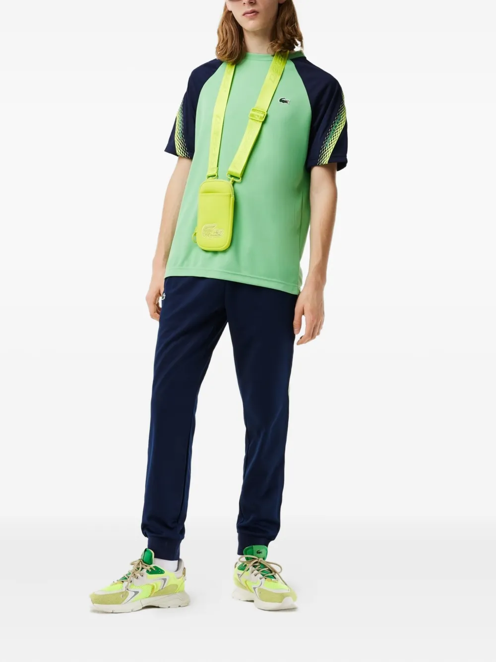 Lacoste raglan-sleeve graphic-print T-shirt Groen