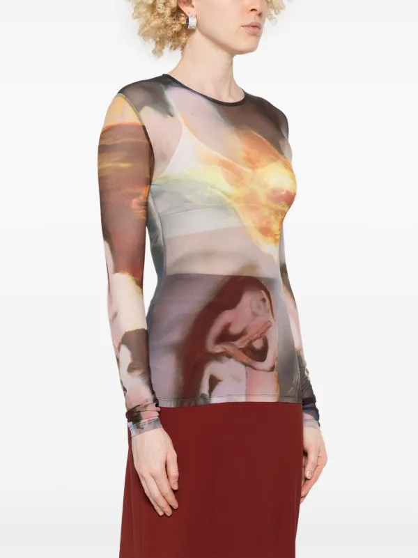Mugler x Ambera Wellmann Mesh Top | Brown | FARFETCH