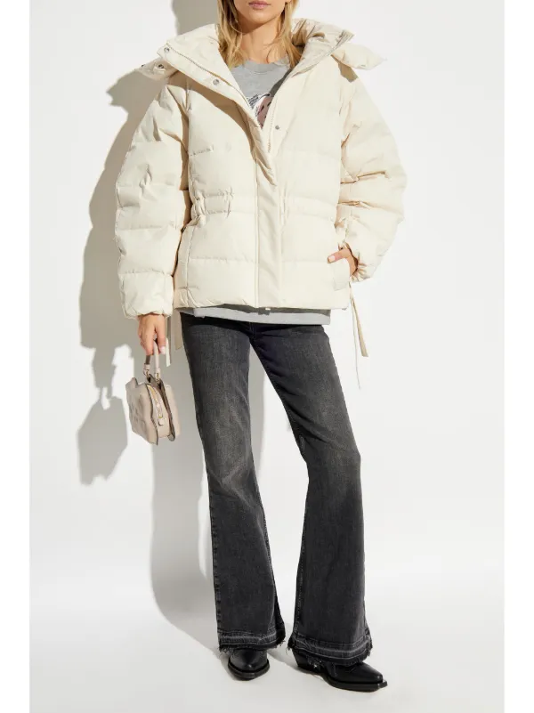 GANNI Embossed Logo Puffer Jacket | Neutrals | FARFETCH