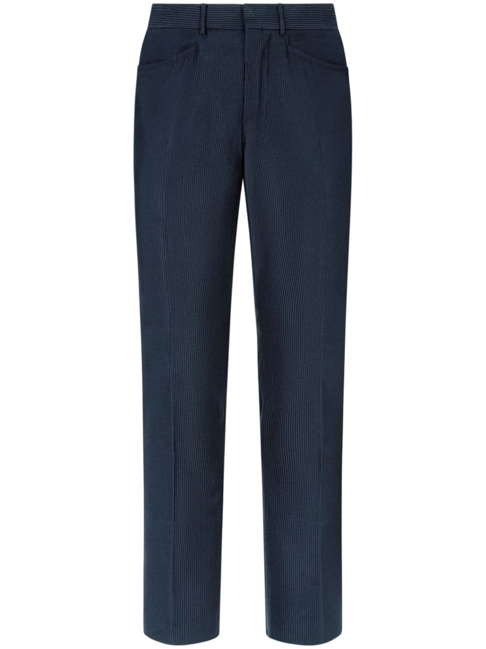 Shop Tom Ford Tailored Cotton Trousers In Blue