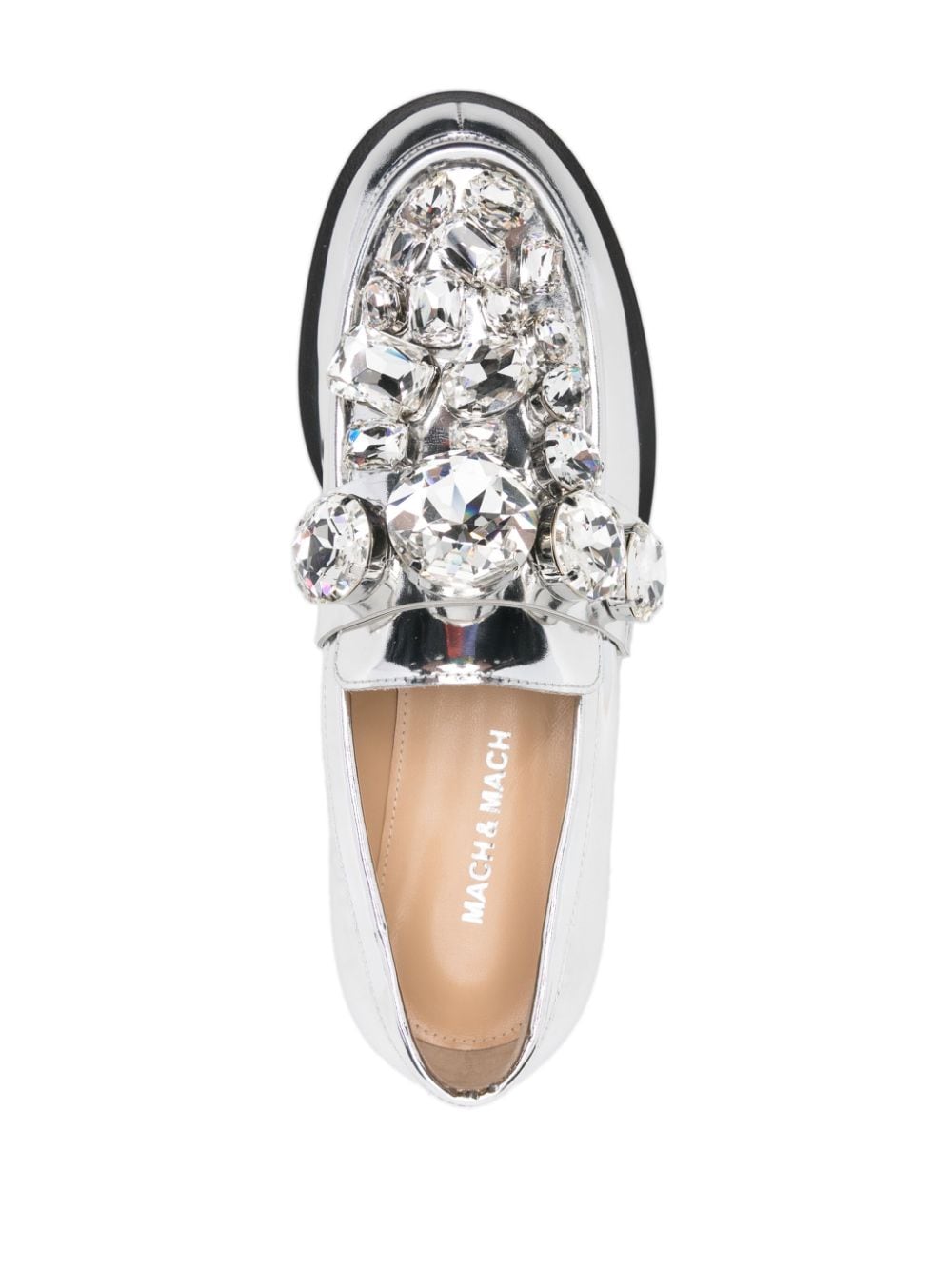 Shop Mach & Mach Crystal-embellished Loafers In 灰色