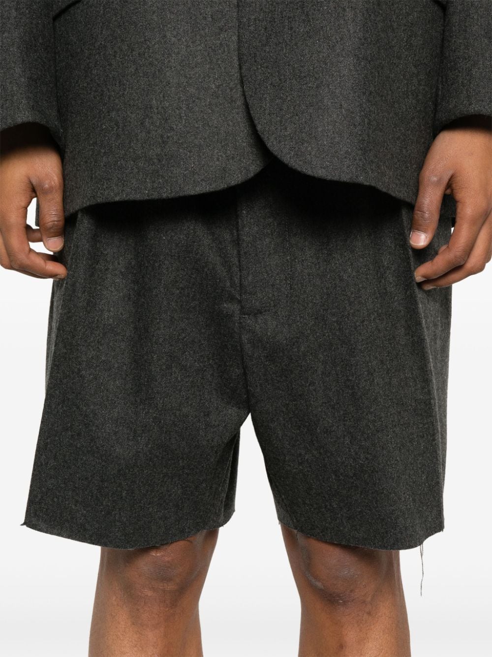 Shop Random Identities Pleated Bermuda Shorts In Grey