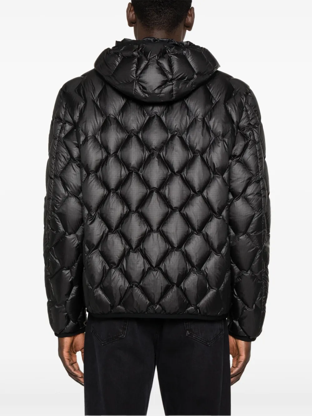 Peuterey Geometric Quilted Down Jacket With Heat-sealed Zippers In Black