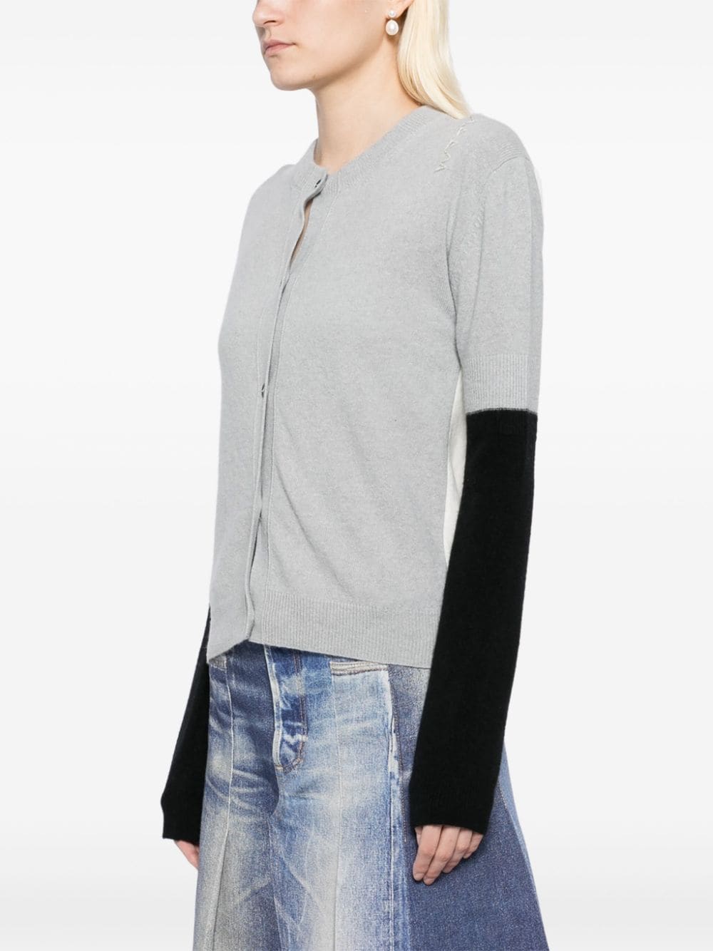 Shop Marni Color-block Cardigan In Grey